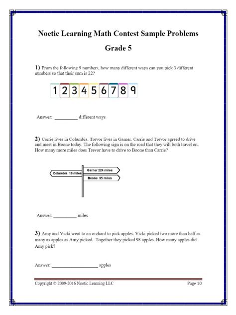 noetic math contest sample questions Ebook Reader